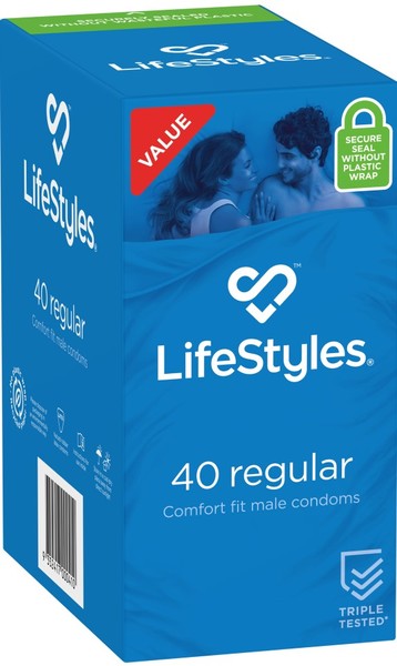 LifeStyles Regular Easy-Fit Smooth Lubricated 54mm Width Condom 40 Pack > Essentials > Condoms - Tophatter Daily Deals