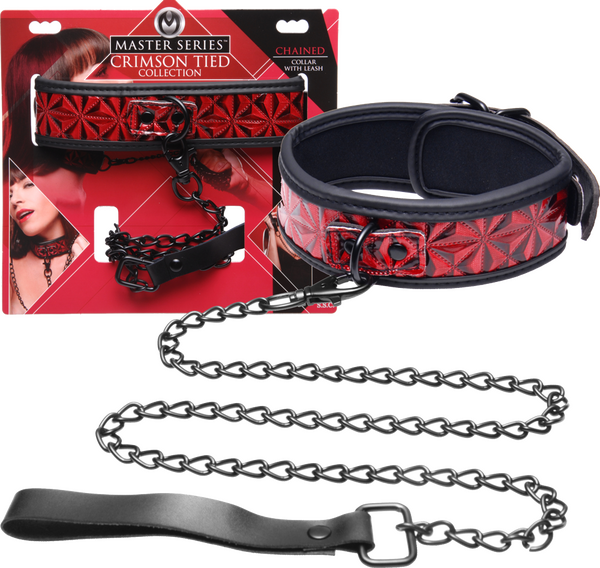 Crimson Tied Collar With Leash – Adjustable Collar and Leash Set > Bondage Gear > Collars & Leashes - Tophatter Daily Deals