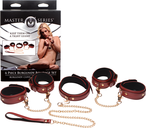 6 Piece Bondage Set – Vegan PU Leather Restraints and Cuffs Kit > Bondage Gear > Bondage Kits - Tophatter Daily Deals