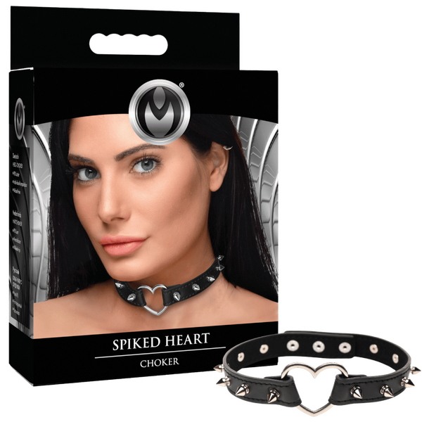 Spiked Heart Choker – Adjustable Spiked Collar Accessory > Bondage Gear > Collars & Leashes - Tophatter Daily Deals