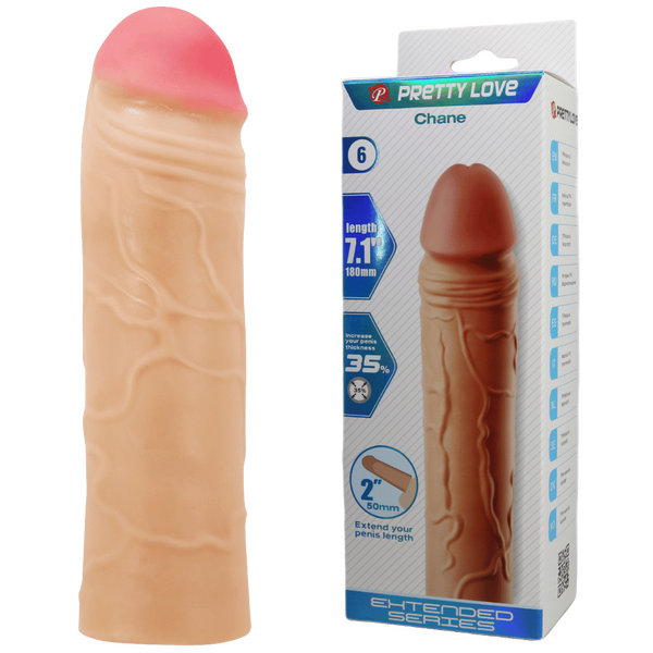 Chane 7.1 Inch Penis Extender Sleeve – Ultra Realistic Textured Sleeve > Sex Toys For Men > Penis Sleeves - Tophatter Daily Deals