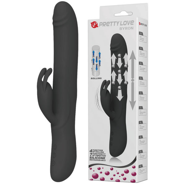 Byron Rabbit Vibrator - Rotating, Massaging, Clitoral Flickering, Fully Waterproof with Synchronous Thrusting Beads > Vibrators > Ladies > Rabbit - Tophatter Daily Deals