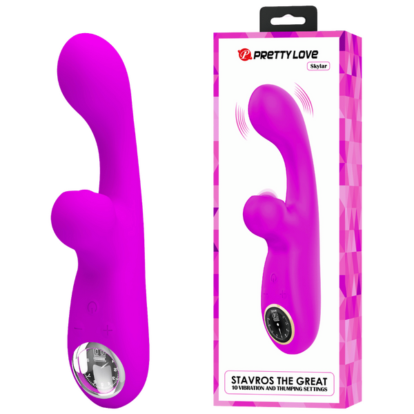 Rechargeable Skylar – Velvet Silicone Multifunction Rabbit Vibrator with Thumping and Vibration Modes > Vibrators > Ladies > Rabbit - Tophatter Daily Deals