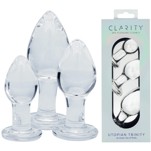 Utopian Trinity – Premium Borosilicate Glass Butt Plug Set Small, Medium, and Large Sizes > Glass > Toys - Tophatter Daily Deals