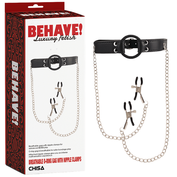 Breathable O-Ring Gag with Nipple Clamps – BDSM Accessory > Sex Toys > Nipple Clamps - Tophatter Daily Deals