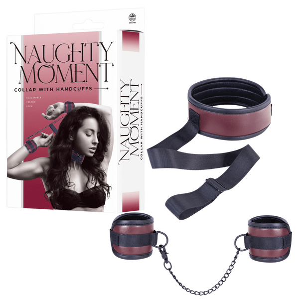 Adjustable Brown Collar with Handcuffs – Velcro Lock, Webbing Strap, 22.4cm Chain > Bondage Gear > Restraints - Tophatter Daily Deals