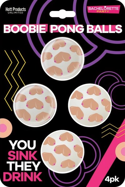 Boobie Beer Pong Balls – Novelty Party Game Accessory Set of Four Balls > Novelties > Bachelor & Bachelorette Items - Tophatter Daily Deals