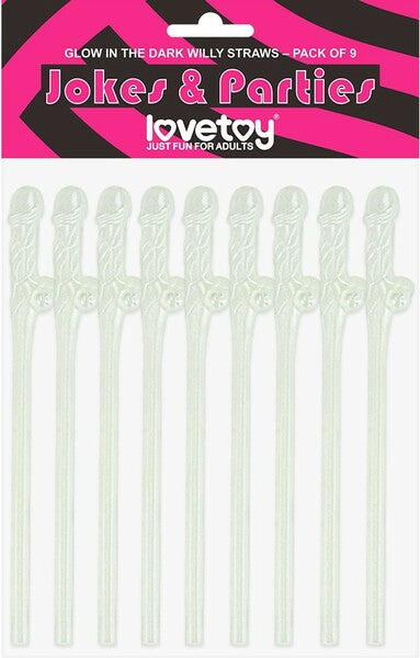 Willy Straws Glow in the Dark 9 Pack – Glow in the Dark Straws > Novelties > Party Supplies - Tophatter Daily Deals