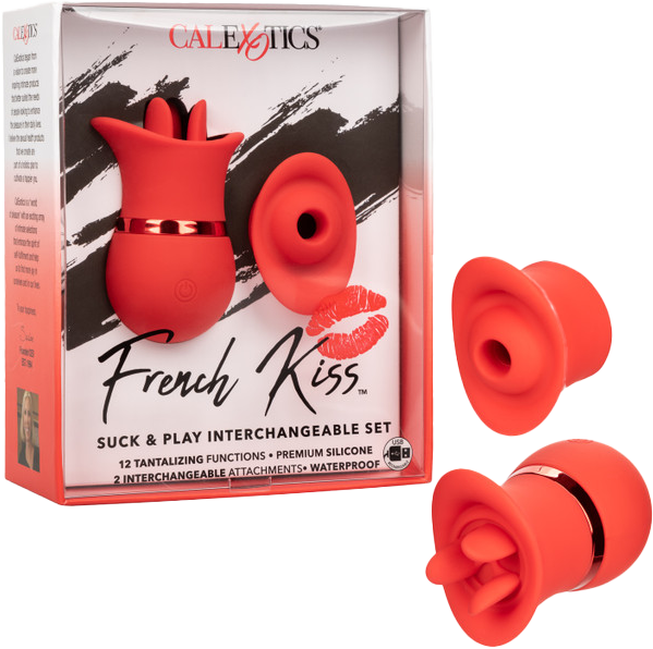 French Kiss Suck & Play Interchangeable Set – 12 Function Vibration and Suction Toy > Vibrators > Ladies > Clitoral Vibrators and Stimulators - Tophatter Daily Deals