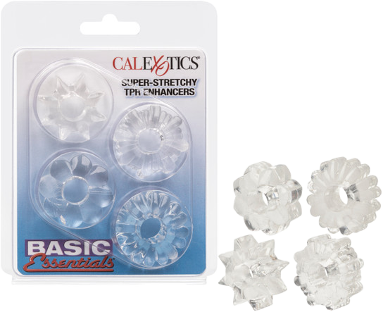 Basic Essentials Super Stretchy TPR Enhancer Sleeves – Set of Four Sleeve Enhancers > Cock Ring > Sets - Tophatter Daily Deals