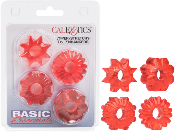 Basic Essentials Super Stretchy TPR Enhancer Sleeves – Set of Four Sleeve Enhancers > Cock Ring > Sets - Tophatter Daily Deals