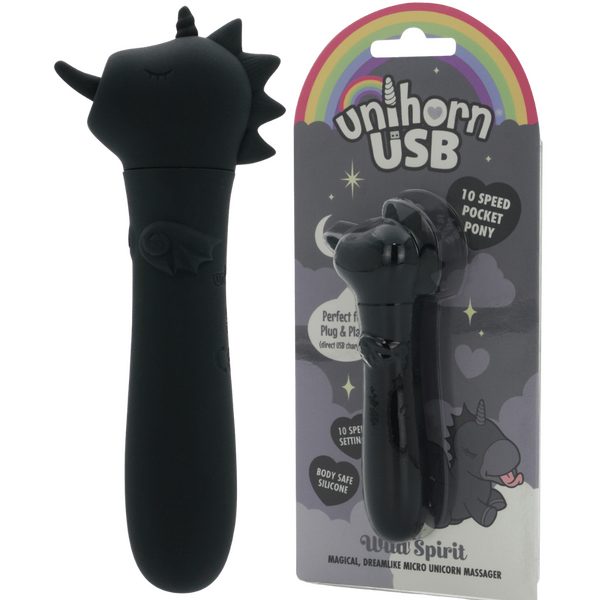 Unihorn Wild Spirit (Black) – Compact USB Silicone Vibrating Bullet with 10 Speeds > Vibrators > Ladies > Clitoral Vibrators and Stimulators - Tophatter Daily Deals