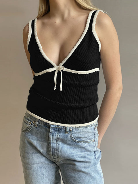 Lace-Up Backless Tank Top For Women Black Blouses - Tophatter Daily Deals