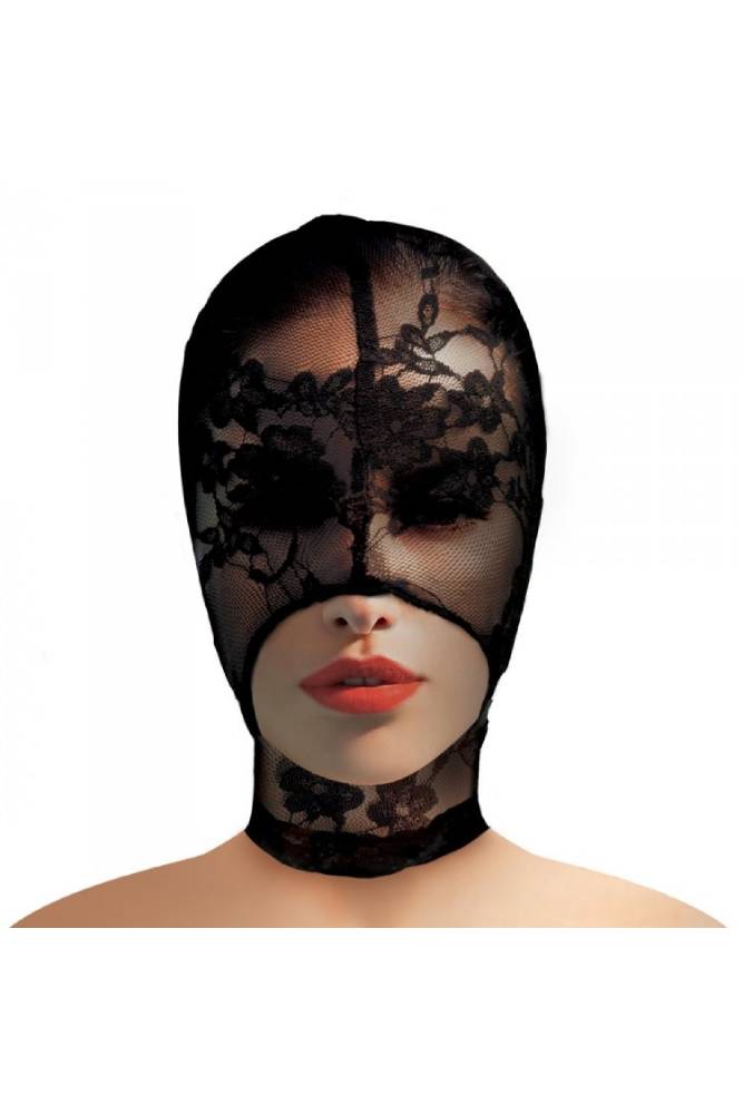 XR Brands - Master Series - Lace Seduction Bondage Hood - Black BDSM - Tophatter Daily Deals