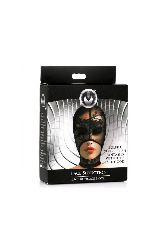 XR Brands - Master Series - Lace Seduction Bondage Hood - Black BDSM - Tophatter Daily Deals