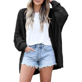 Ladies Crochet Cardigan Sweater Black Women's Outerwear - Tophatter Daily Deals