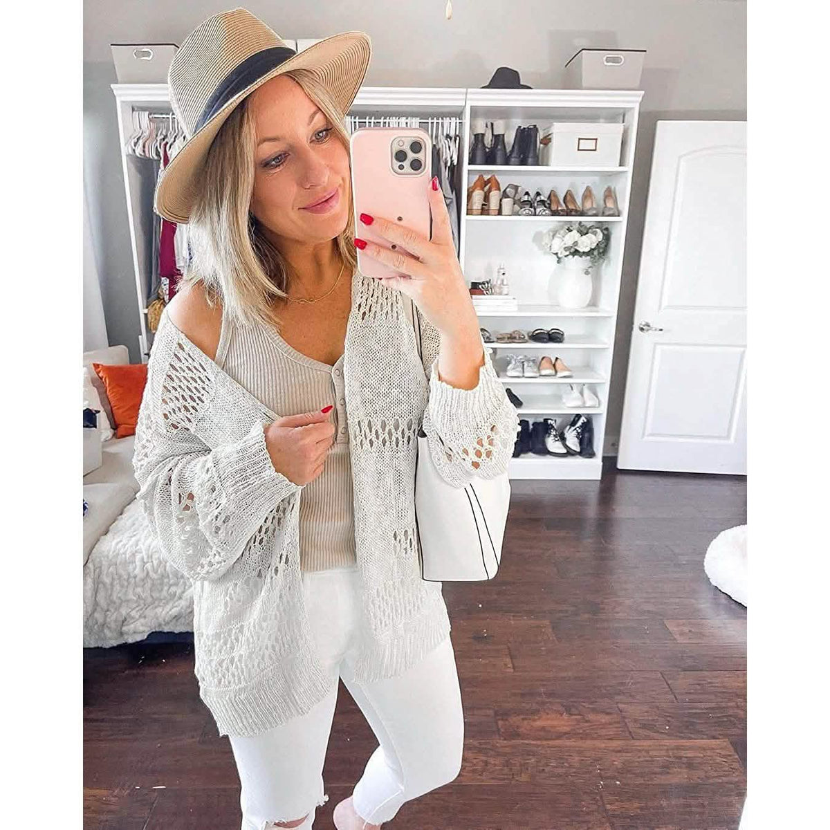 Ladies Crochet Cardigan Sweater Women's Outerwear - Tophatter Daily Deals