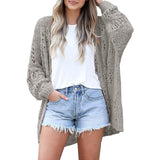 Ladies Crochet Cardigan Sweater Gray Women's Outerwear - Tophatter Daily Deals