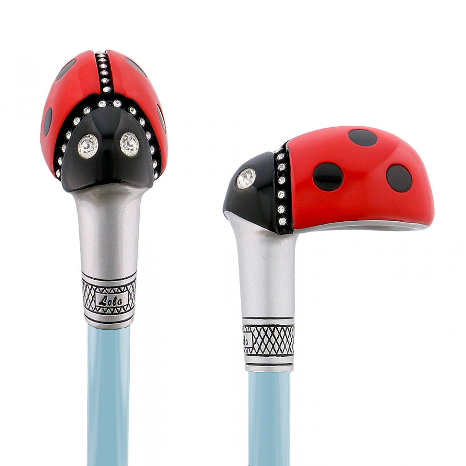 Lady Bug Lola Signature Carbon Fiber Walking Cane - 1 Sky Blue Shaft Superlite Carbon Fiber Walking Canes - Tophatter Daily Deals