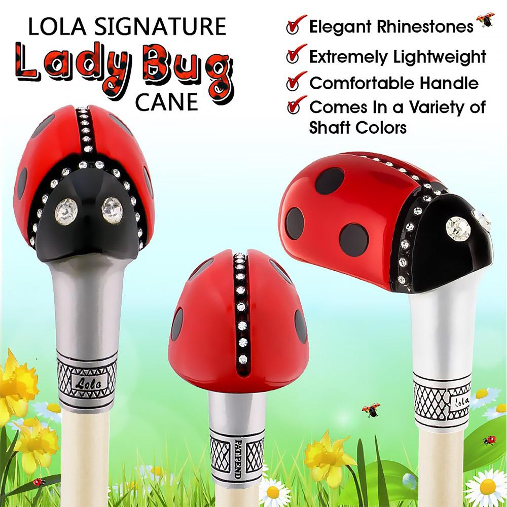 Lady Bug Lola Signature Carbon Fiber Walking Cane - 1 Ivory Shaft Superlite Carbon Fiber Walking Canes - Tophatter Daily Deals