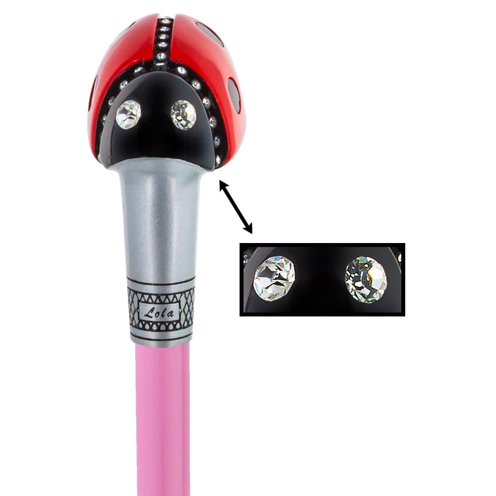 Lady Bug Lola Signature Carbon Fiber Walking Cane - 1 Pink Shaft Superlite Carbon Fiber Walking Canes - Tophatter Daily Deals