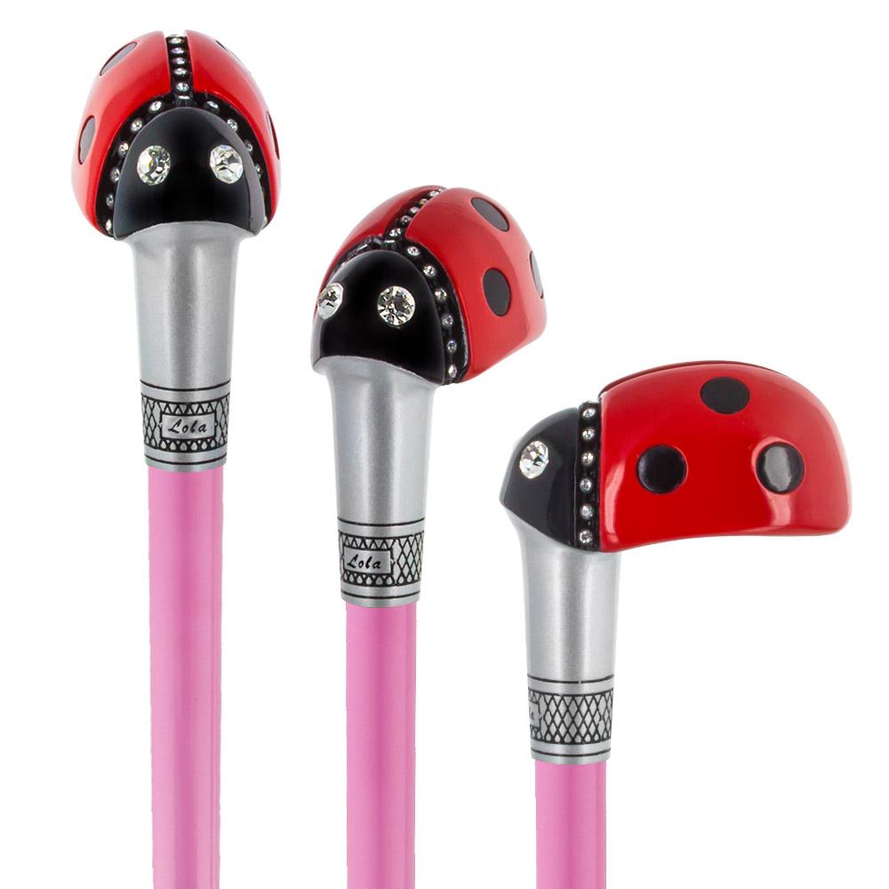 Lady Bug Lola Signature Carbon Fiber Walking Cane - 1 Pink Shaft Superlite Carbon Fiber Walking Canes - Tophatter Daily Deals
