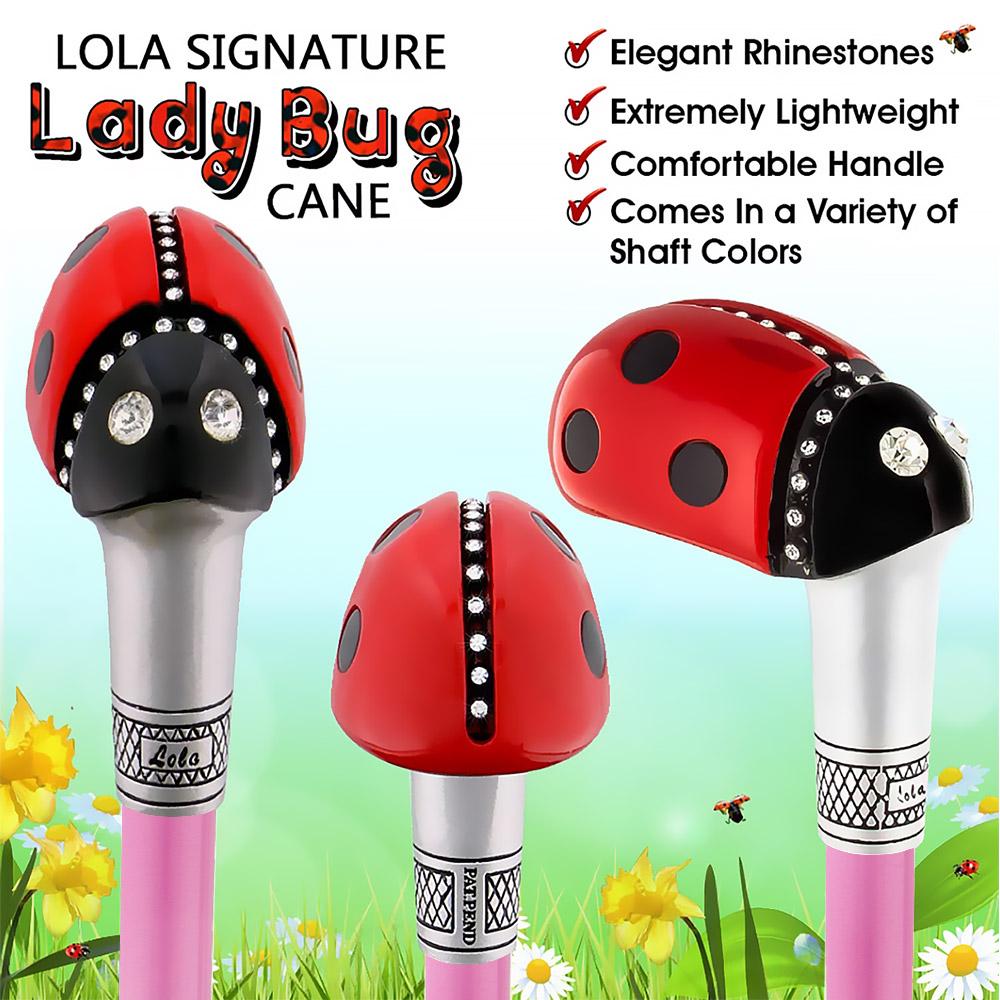 Lady Bug Lola Signature Carbon Fiber Walking Cane - 1 Pink Shaft Superlite Carbon Fiber Walking Canes - Tophatter Daily Deals