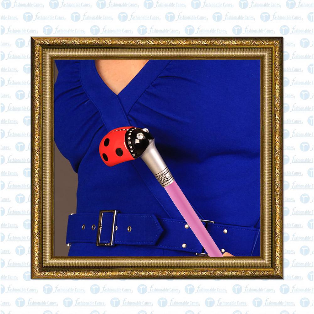 Lady Bug Lola Signature Carbon Fiber Walking Cane - 1 Pink Shaft Superlite Carbon Fiber Walking Canes - Tophatter Daily Deals