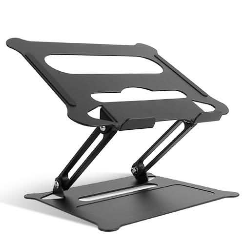 Laptop Stand Aluminum Angle Adjustable Computer Holder Riser Heat Vent Black Computer Accessories - Tophatter Daily Deals