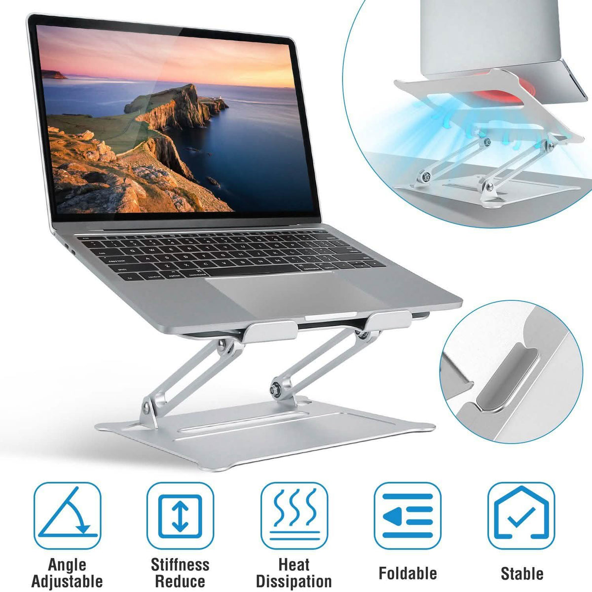 Laptop Stand Aluminum Angle Adjustable Computer Holder Riser Heat Vent Computer Accessories - Tophatter Daily Deals