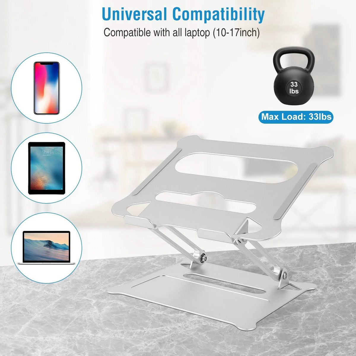 Laptop Stand Aluminum Angle Adjustable Computer Holder Riser Heat Vent Computer Accessories - Tophatter Daily Deals