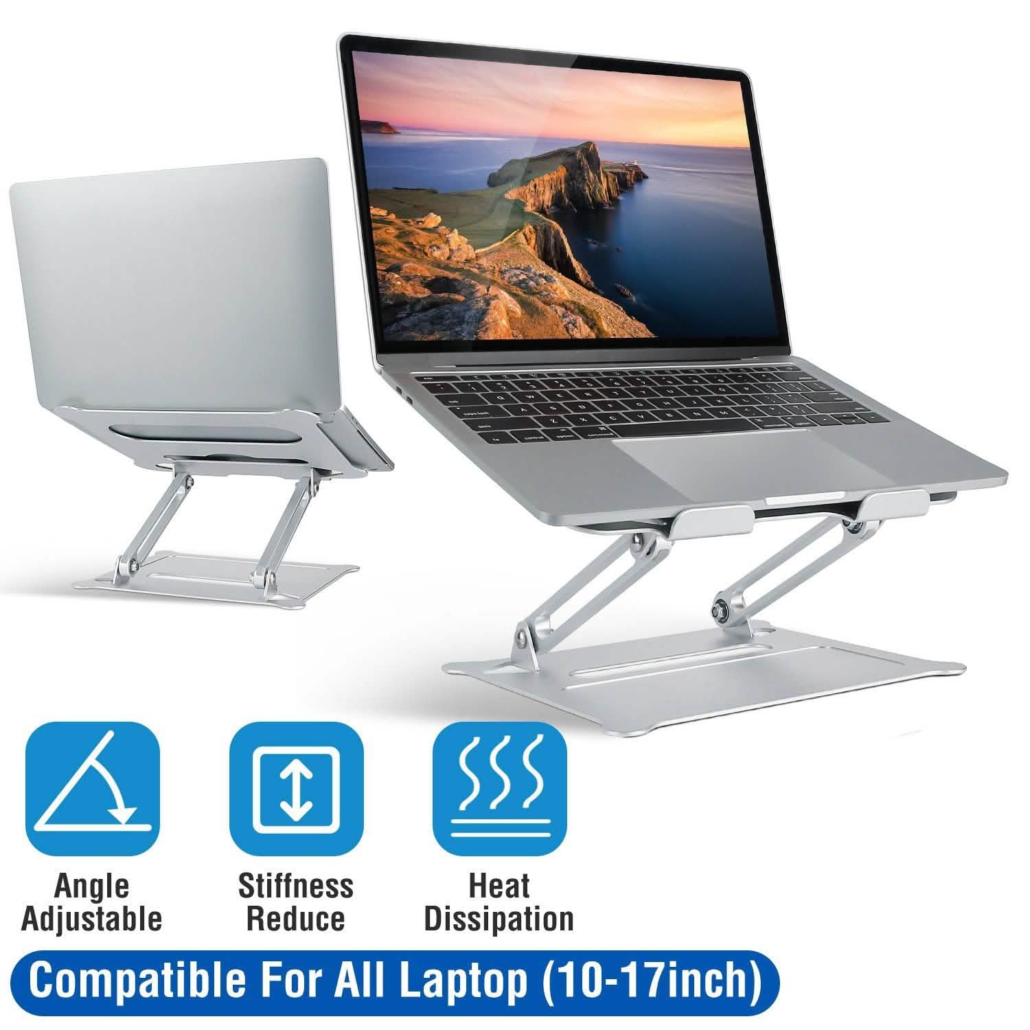 Laptop Stand Aluminum Angle Adjustable Computer Holder Riser Heat Vent Computer Accessories - Tophatter Daily Deals