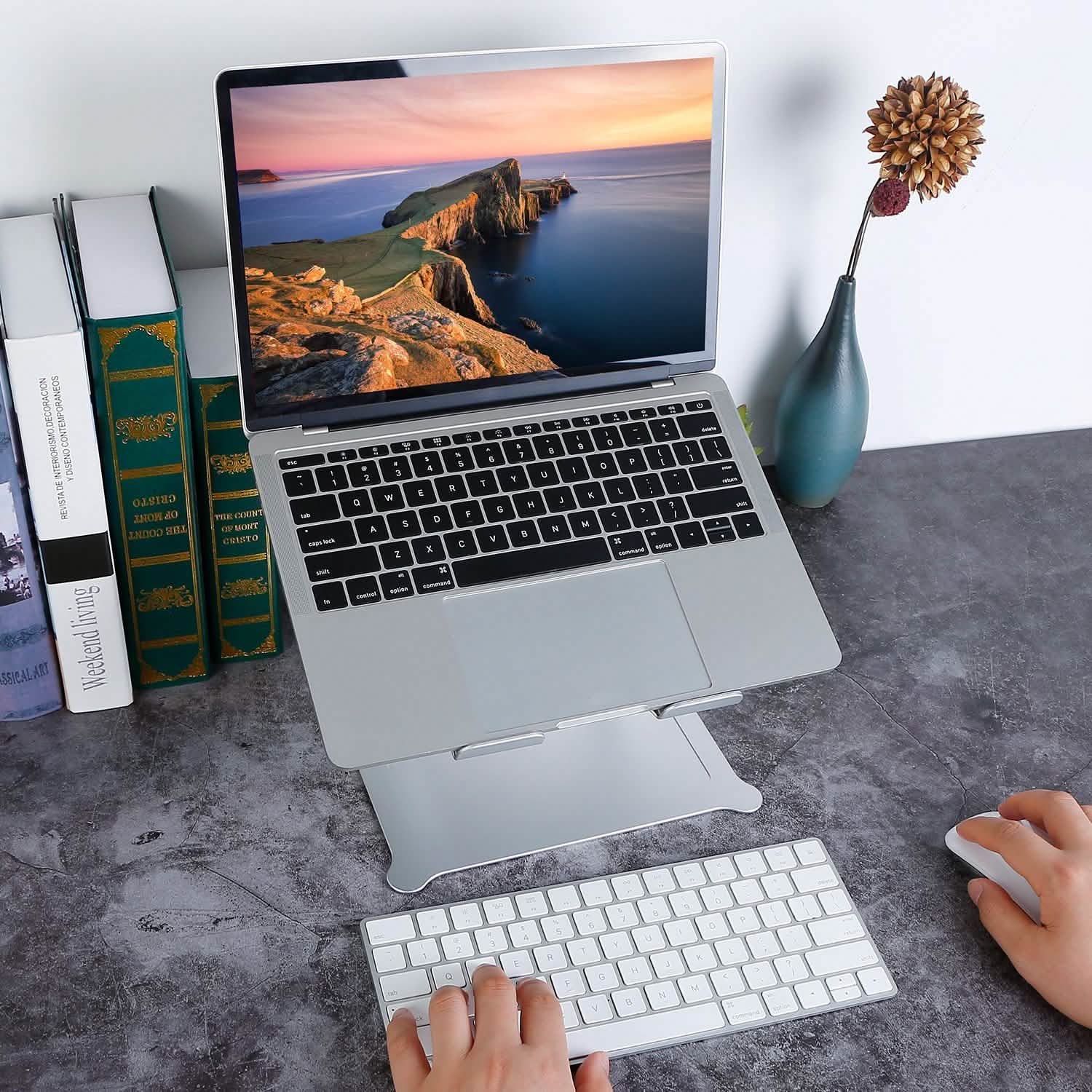 Laptop Stand Aluminum Angle Adjustable Computer Holder Riser Heat Vent Computer Accessories - Tophatter Daily Deals