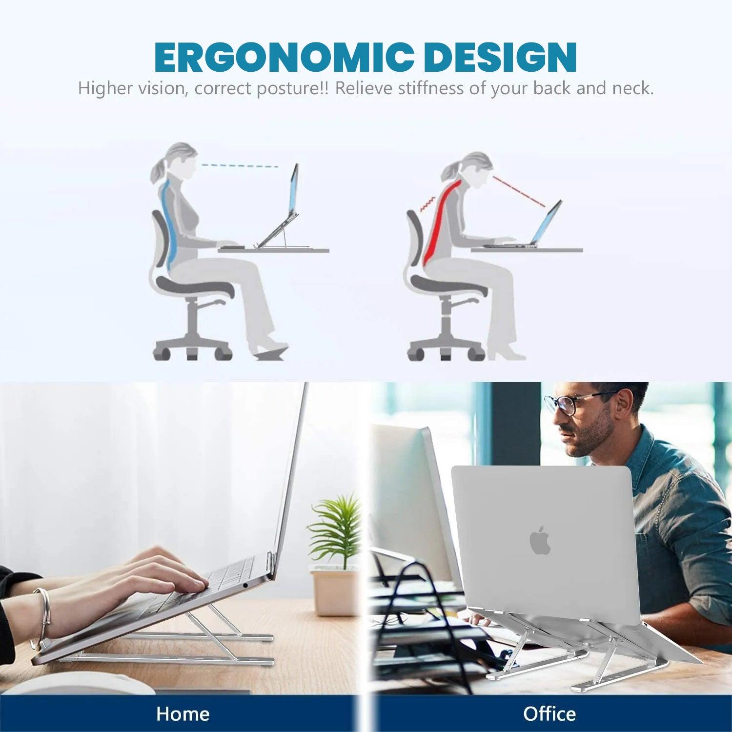 Adjustable Laptop Stand - Laptop Stand Folding Portable Tablet Desktop Holder Office Support UK Accessories - Tophatter Daily Deals