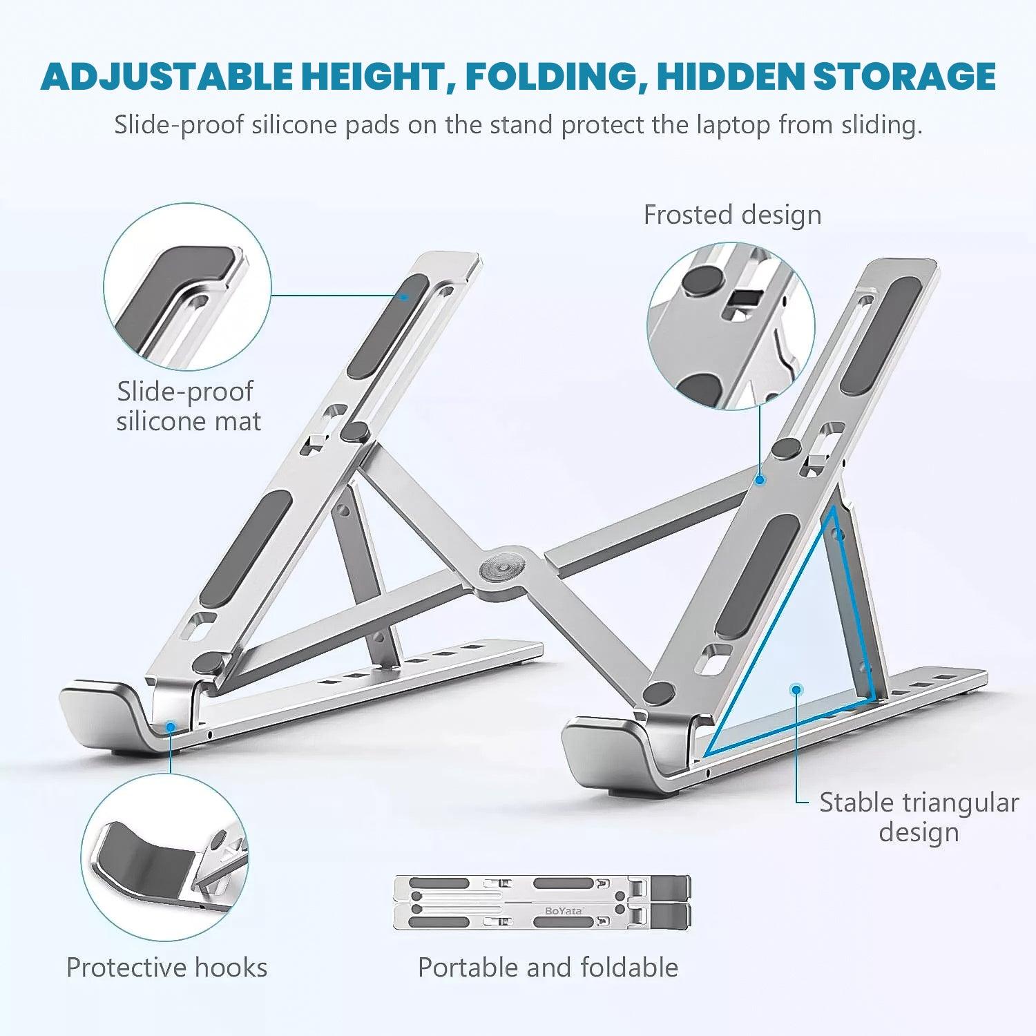 Adjustable Laptop Stand - Laptop Stand Folding Portable Tablet Desktop Holder Office Support UK Accessories - Tophatter Daily Deals