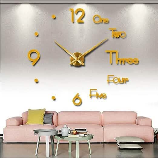 Large 3D Frameless Wall Clock Stickers Gold School, Office & Art Supplies - Tophatter Daily Deals