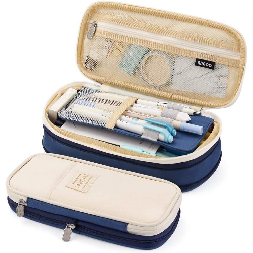 Large Capacity Pencil Case Storage Bag Blue School, Office & Art Supplies - Tophatter Daily Deals