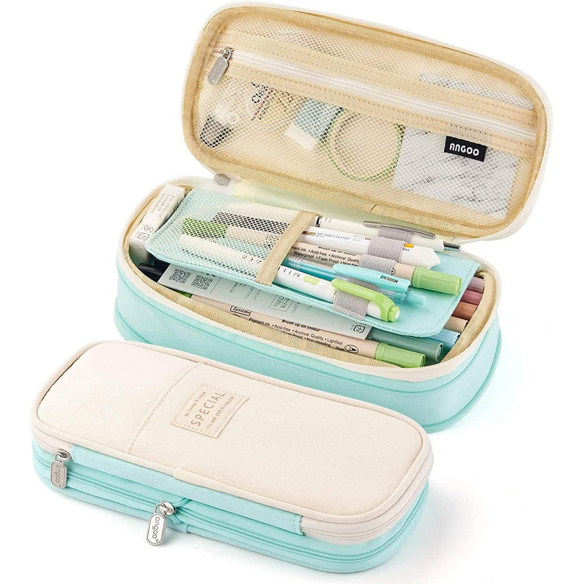 Large Capacity Pencil Case Storage Bag Cyan School, Office & Art Supplies - Tophatter Daily Deals