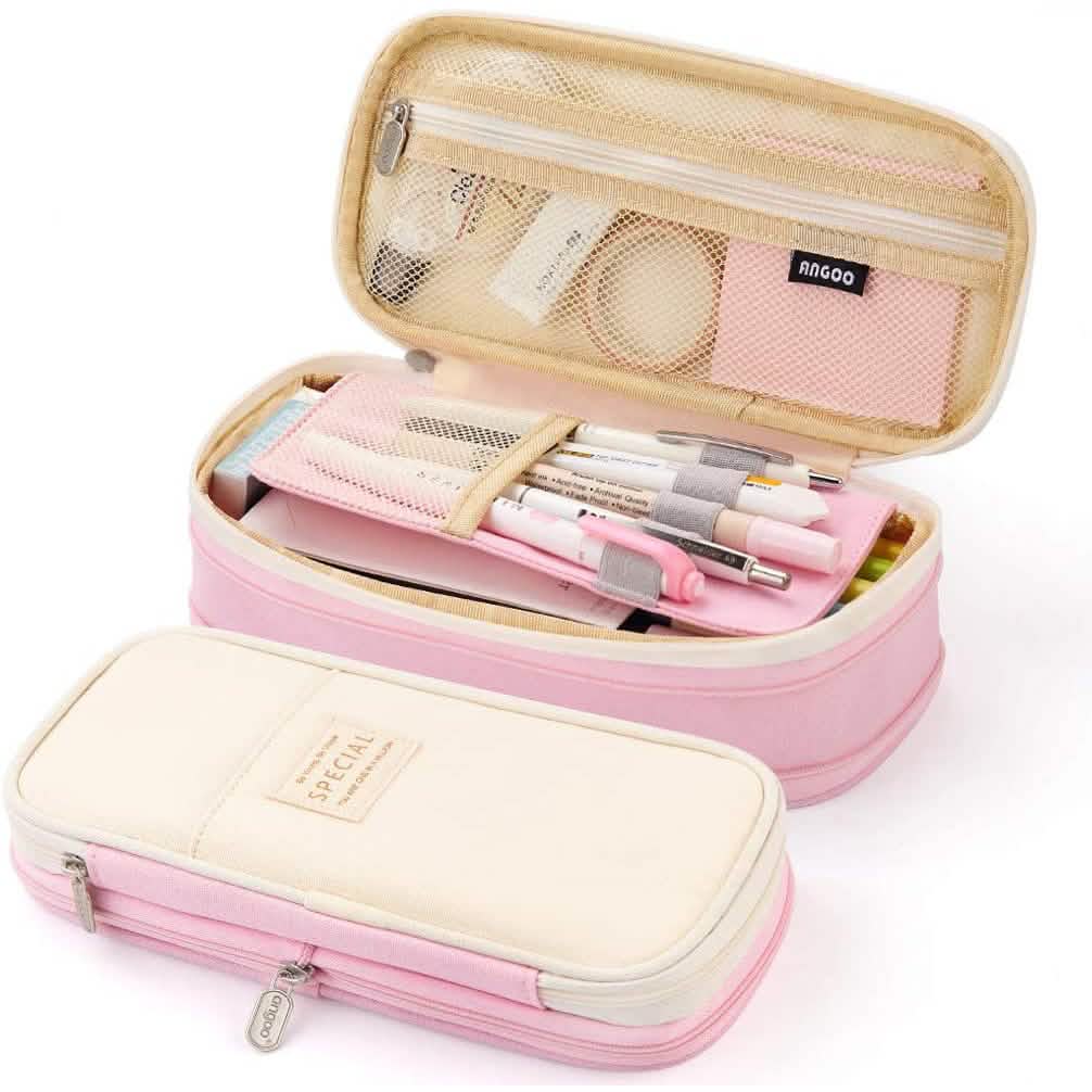 Large Capacity Pencil Case Storage Bag Pink School, Office & Art Supplies - Tophatter Daily Deals