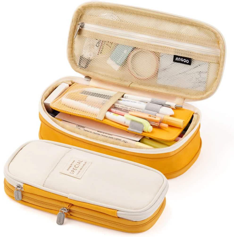 Large Capacity Pencil Case Storage Bag Yellow School, Office & Art Supplies - Tophatter Daily Deals