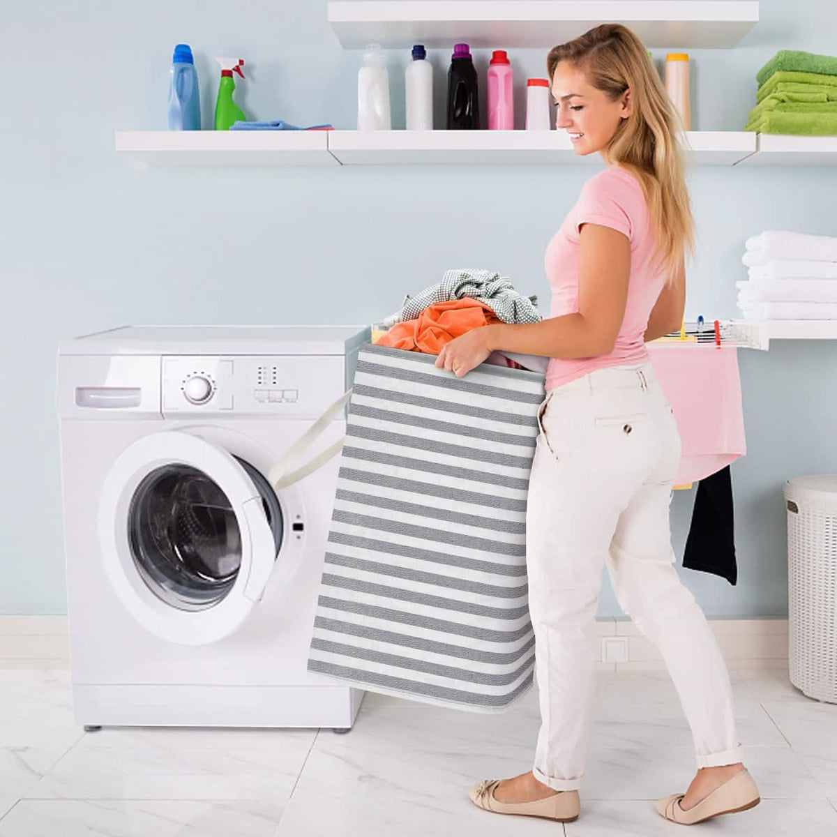 Large Foldable Tall Laundry Basket Storage Basket Storage & Organization - Tophatter Daily Deals