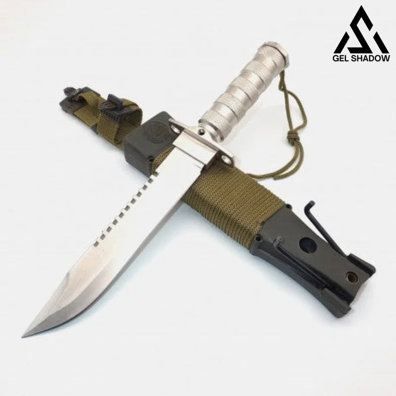 Large Hunting Knife Bowie Sharp Fixed Blade Camping Military Outdoor Survival Set-GS87 Silver KNIVES - Tophatter Daily Deals
