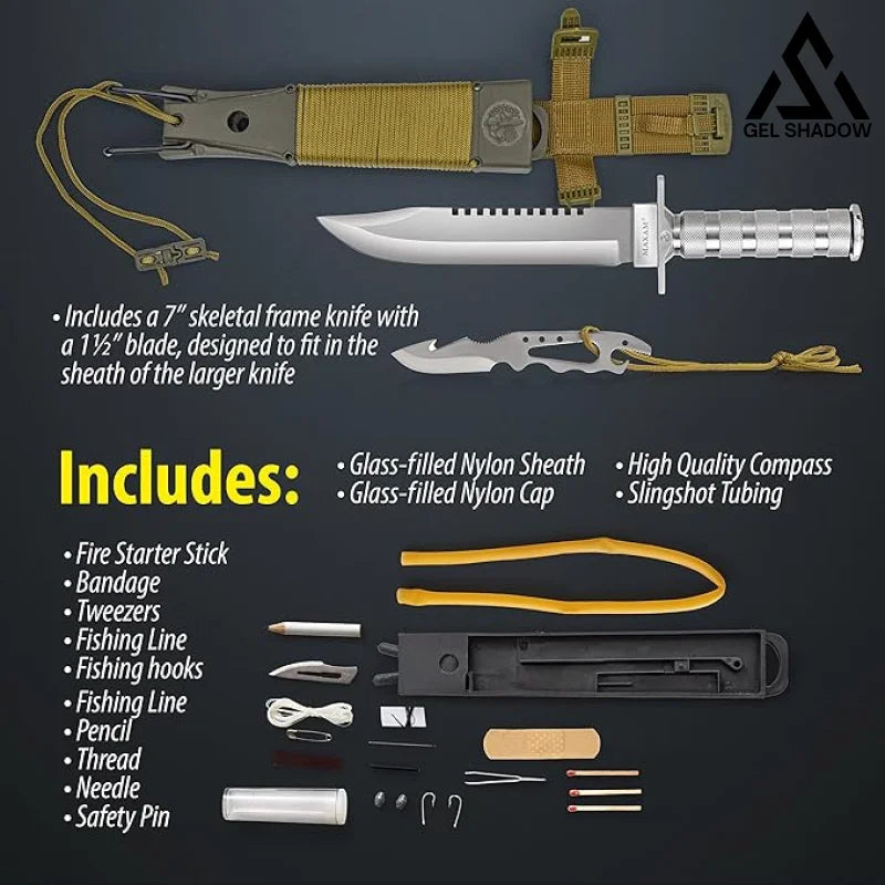 Large Hunting Knife Bowie Sharp Fixed Blade Camping Military Outdoor Survival Set-GS87 KNIVES - Tophatter Daily Deals