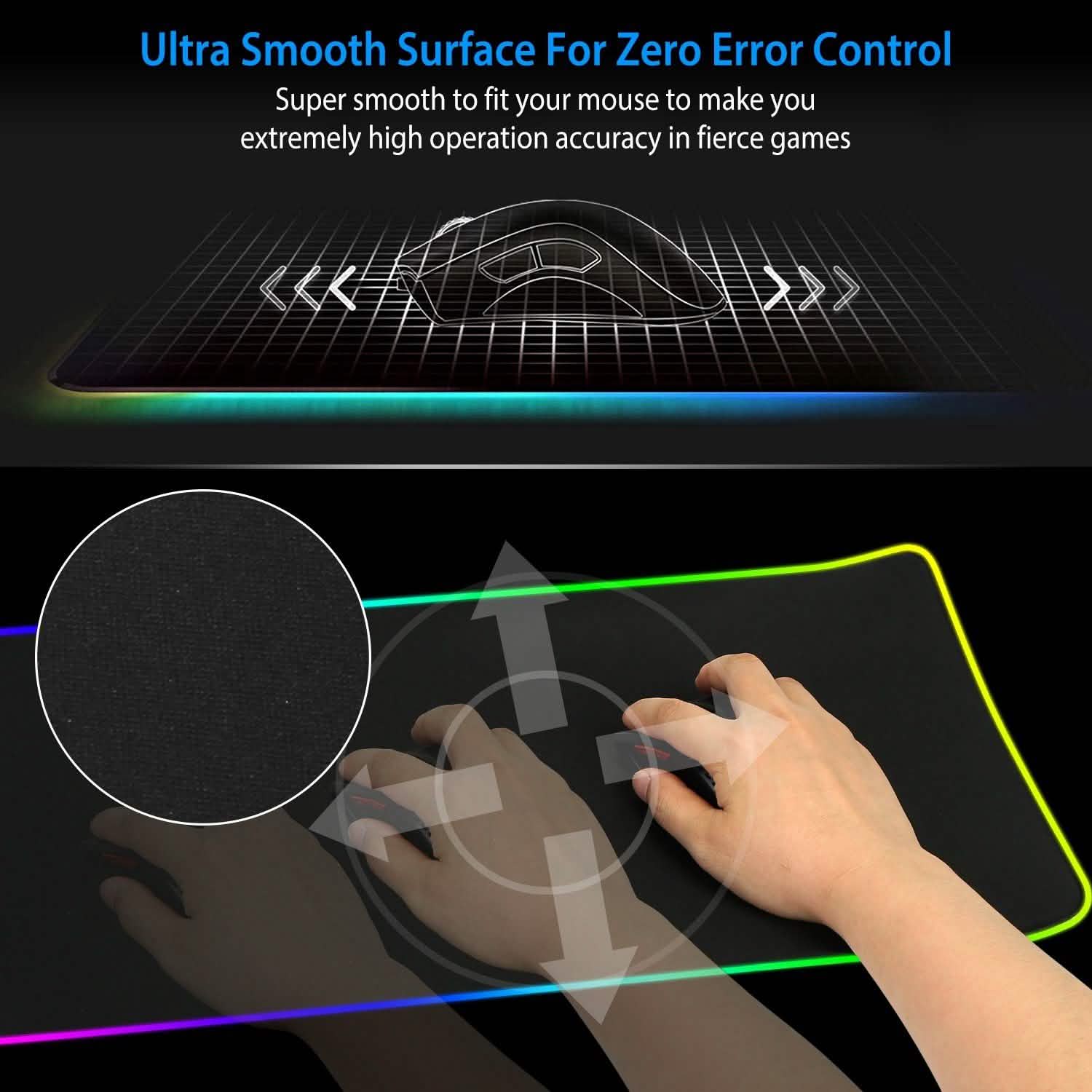 Large LED RGB Computer Keyboard Mouse Mat Computer Accessories - Tophatter Daily Deals