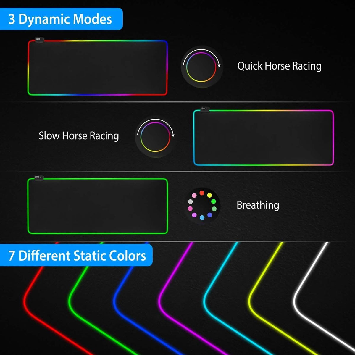 Large LED RGB Computer Keyboard Mouse Mat Computer Accessories - Tophatter Daily Deals