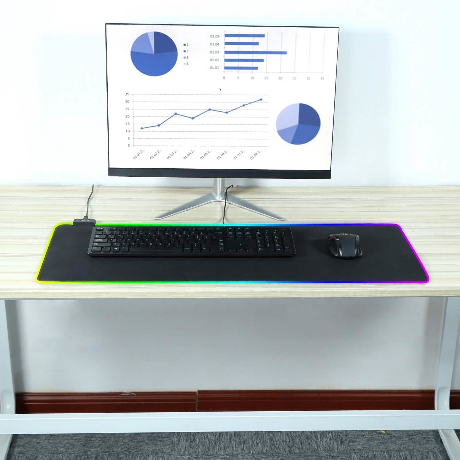 Large LED RGB Computer Keyboard Mouse Mat Computer Accessories - Tophatter Daily Deals