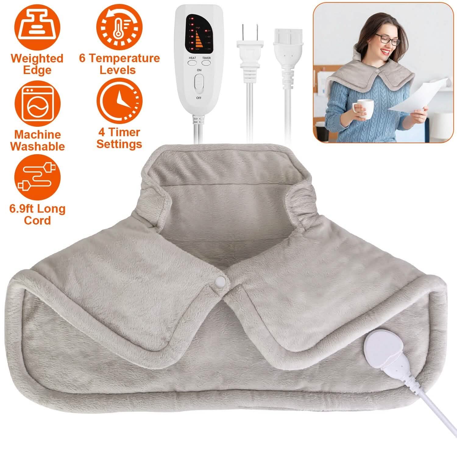 Large Weighted Heating Pad for Neck and Shoulders Health & Wellness - Tophatter Daily Deals