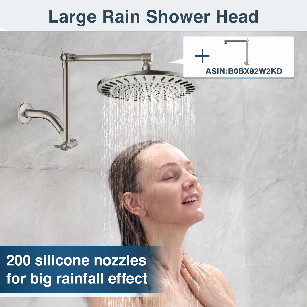 Bright Showers Waterfall Shower Head with Adjustable Angle and Anti-clogging Silicone Nozzles,9 inch Home Improvement - Tophatter Daily Deals