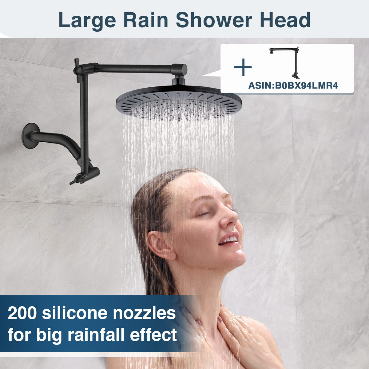 Bright Showers Waterfall Shower Head with Adjustable Angle and Anti-clogging Silicone Nozzles,9 inch Home Improvement - Tophatter Daily Deals