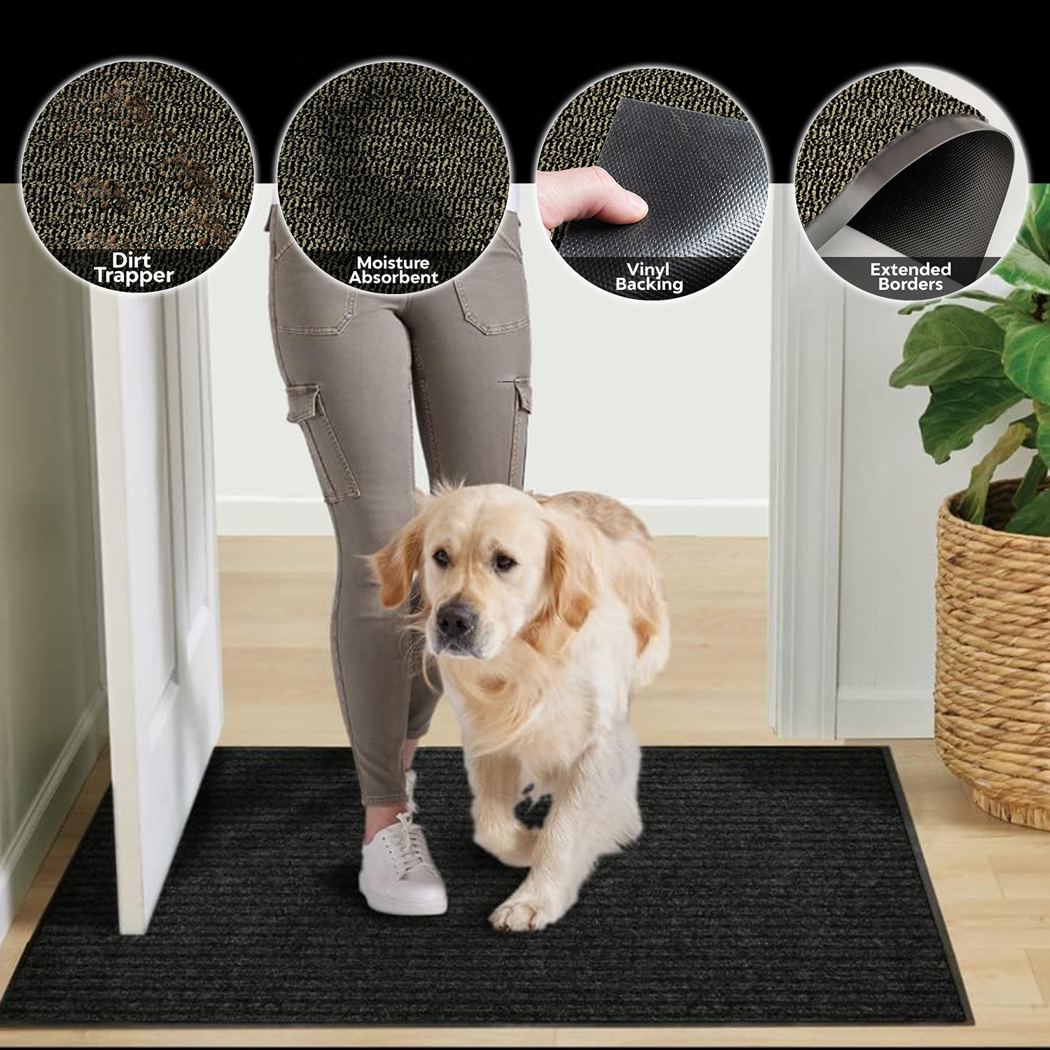 Washable Indoor Door Mat - Non Slip Large Rubber Back Barrier Mat Entrance Rug Dirt Trapper Home - Tophatter Daily Deals